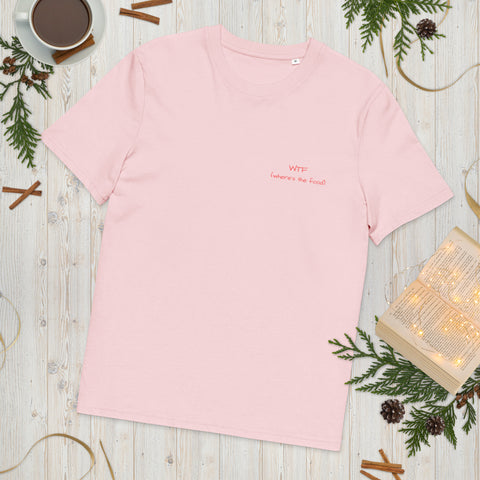 Unisex organic cotton t-shirt - Where is the food (WTF)