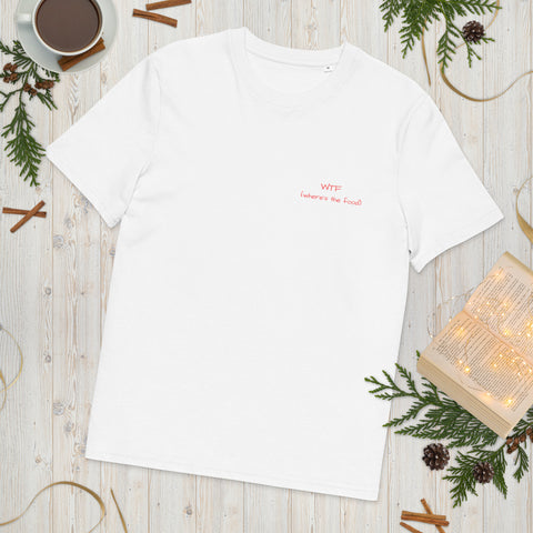 Unisex organic cotton t-shirt - Where is the food (WTF)